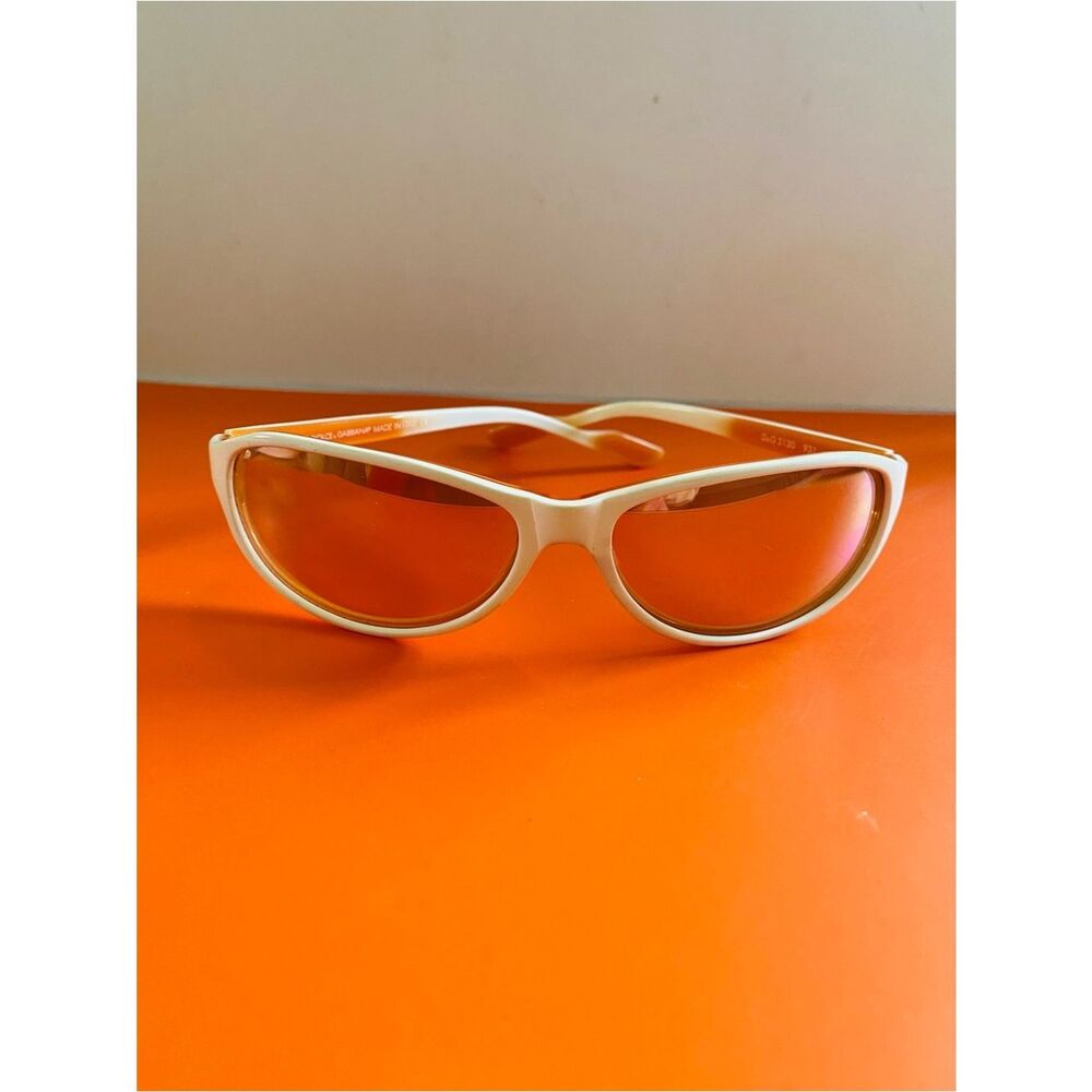 Dolce & Gabbana Authentic Sunglasses in White with Orange and Case